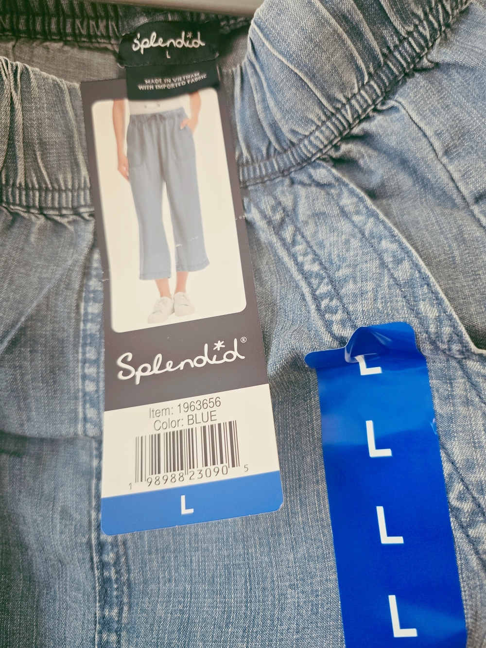 Splendid Light Blue Drawstring Capris - Picture 3 of 4